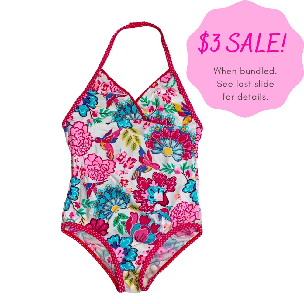 Floral Colorful White Bathing suit Spring Summer Swimsuit Pool